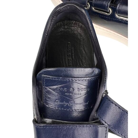 Rag & Bone Kent Low Top Leather Sneakers Navy Blue size 35/5 - Picture 6 of 11
